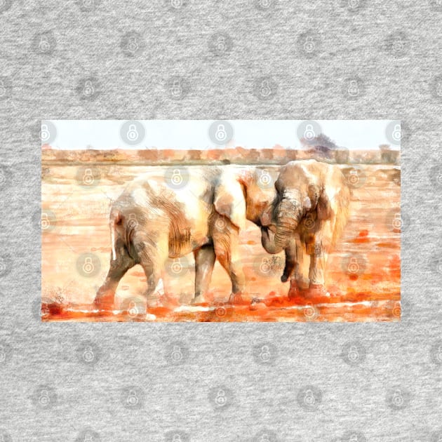 Stunning And Beautiful Elephants Digital Painting by NeavesPhoto